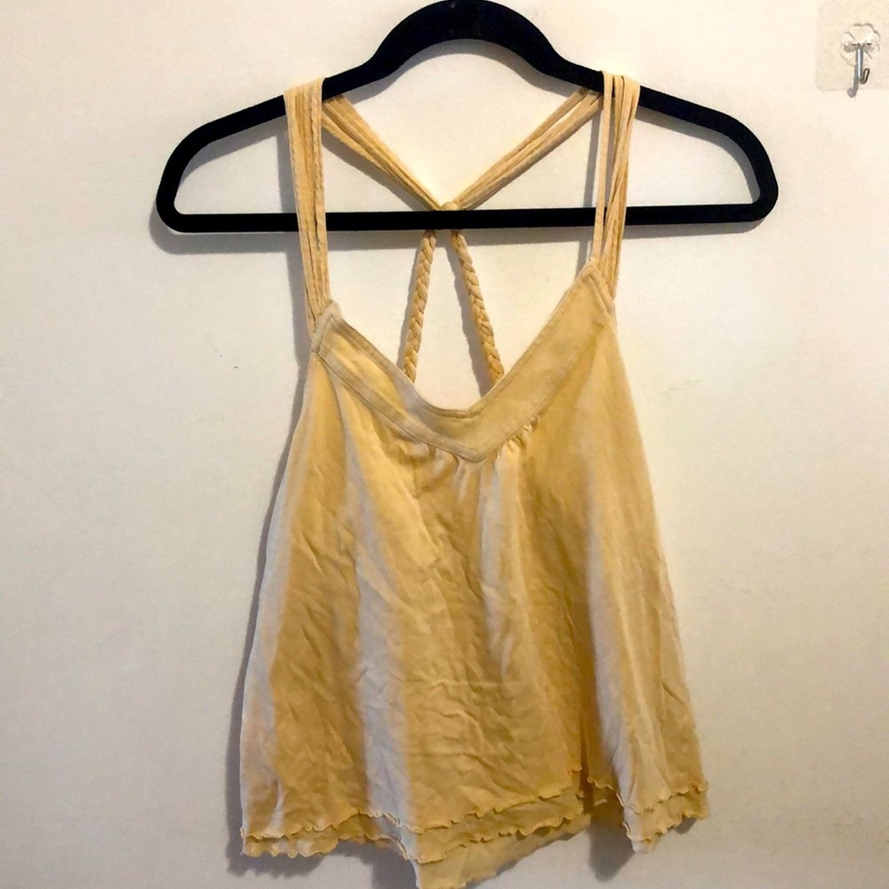 Marc Jacobs yellow halter tank with braided back